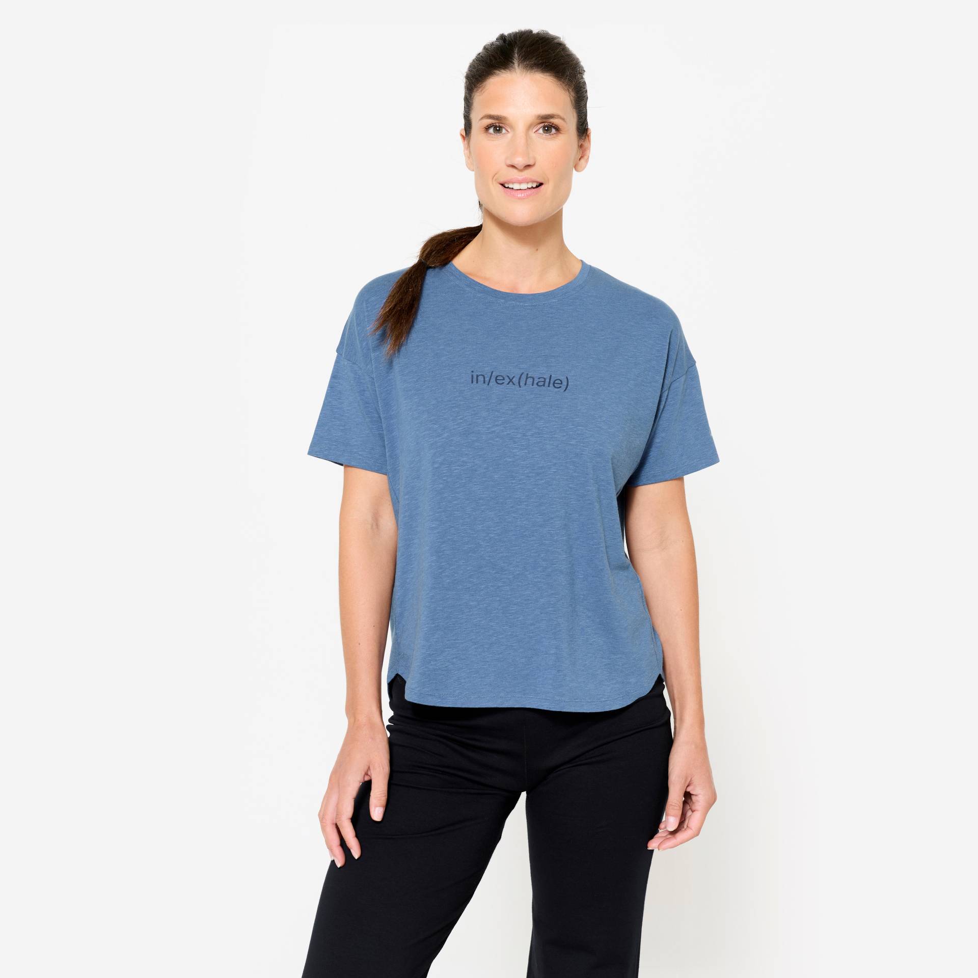 T-Shirt Yoga Damen - dunkelblau von KIMJALY