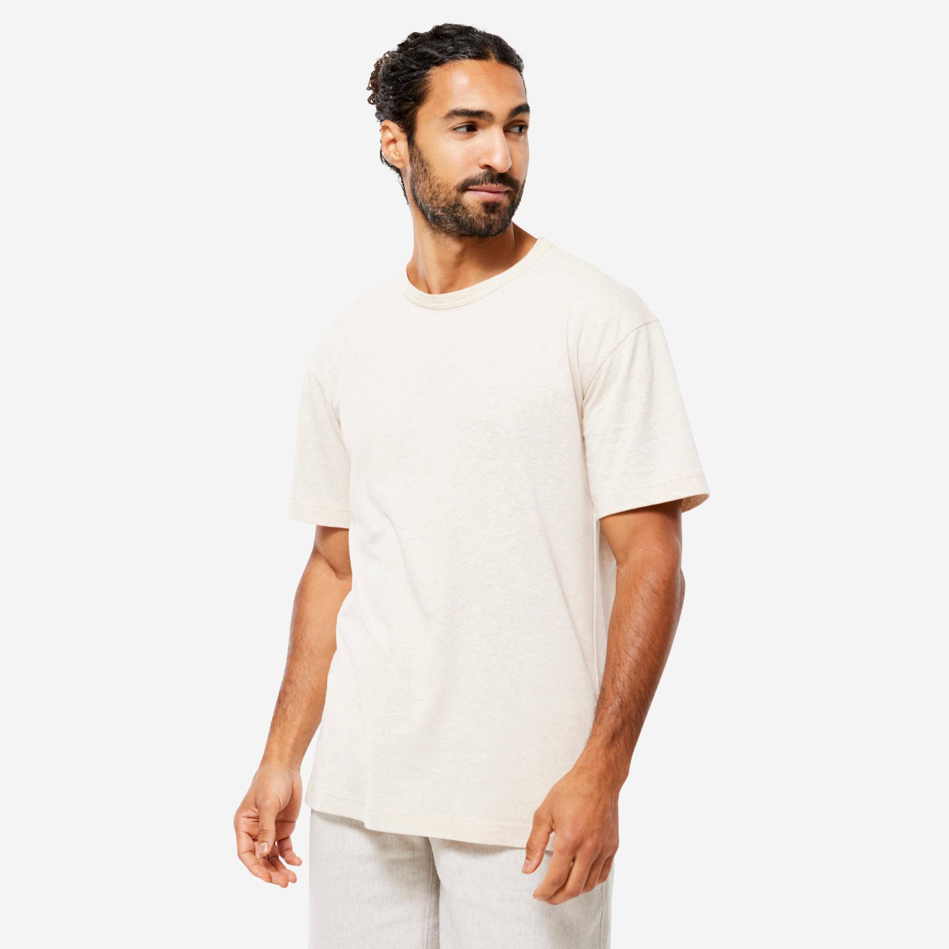 T-Shirt Herren Bio-Baumwolle und Leinen - beige von KIMJALY