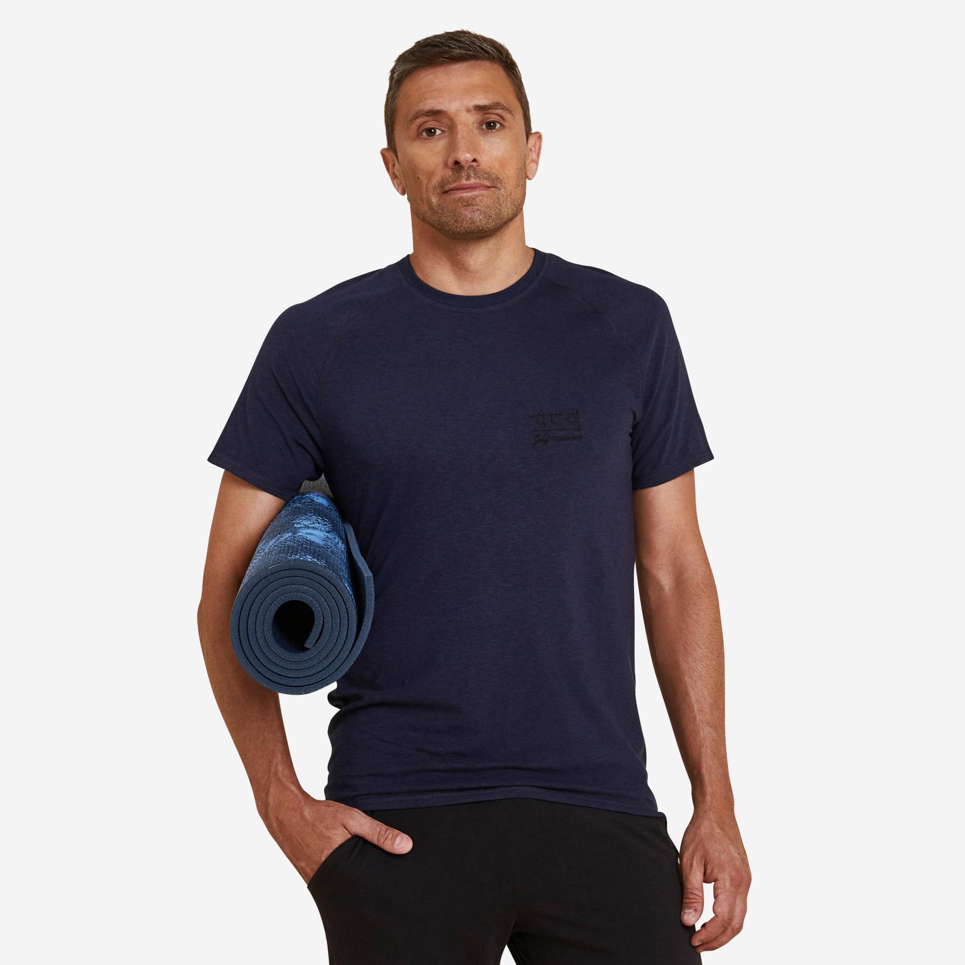 T-Shirt Herren sanftes Yoga natürliches Material - marineblau von KIMJALY