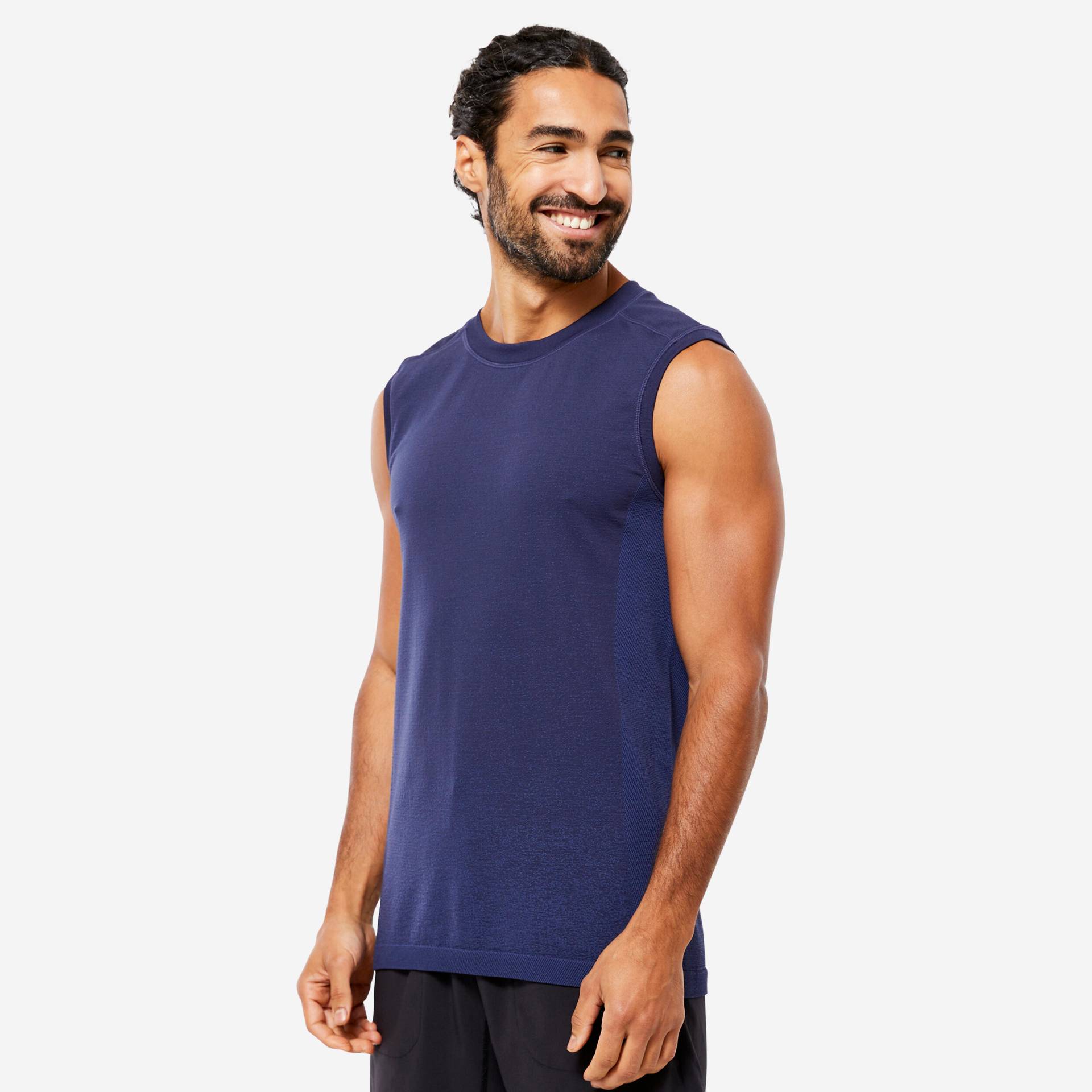 Tank Top Herren Yoga nahtlos - marineblau von KIMJALY