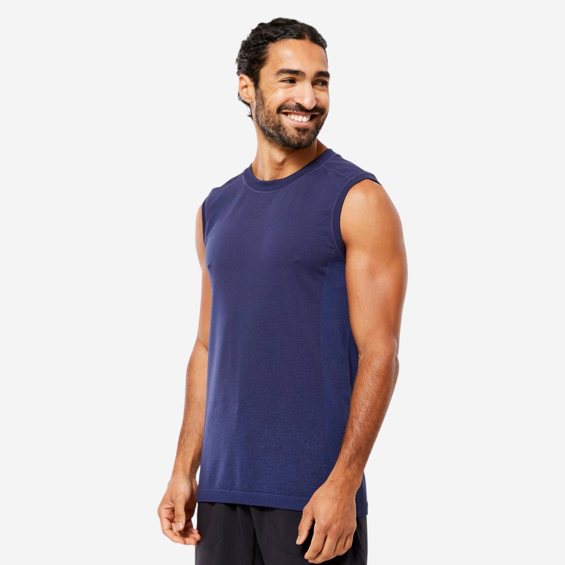 Tank Top Herren Yoga nahtlos - marineblau von KIMJALY