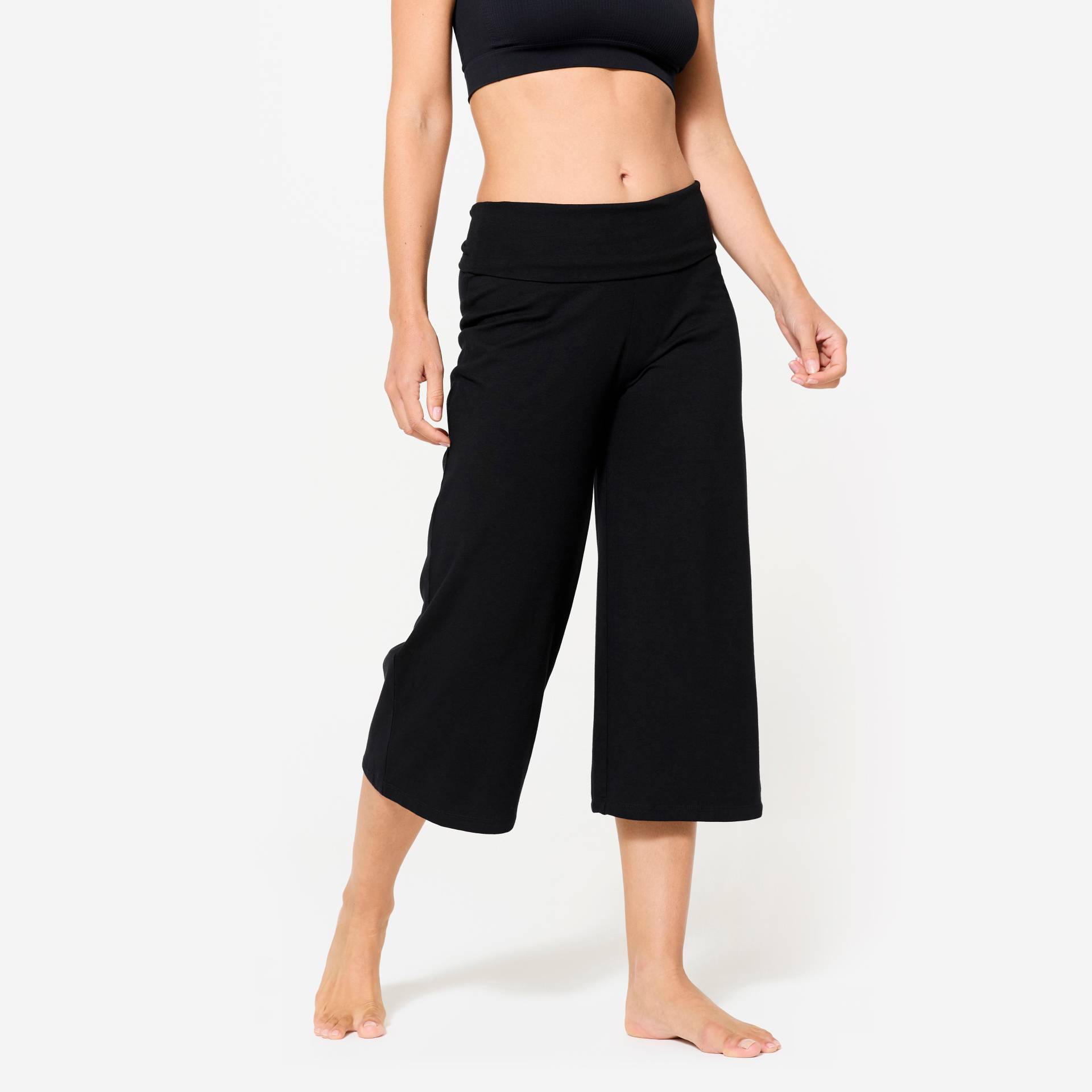Yoga Caprihose Damen hoher Bund - tiefschwarz Yoga Caprihose Damen hoher Bund - tiefschwarz von KIMJALY