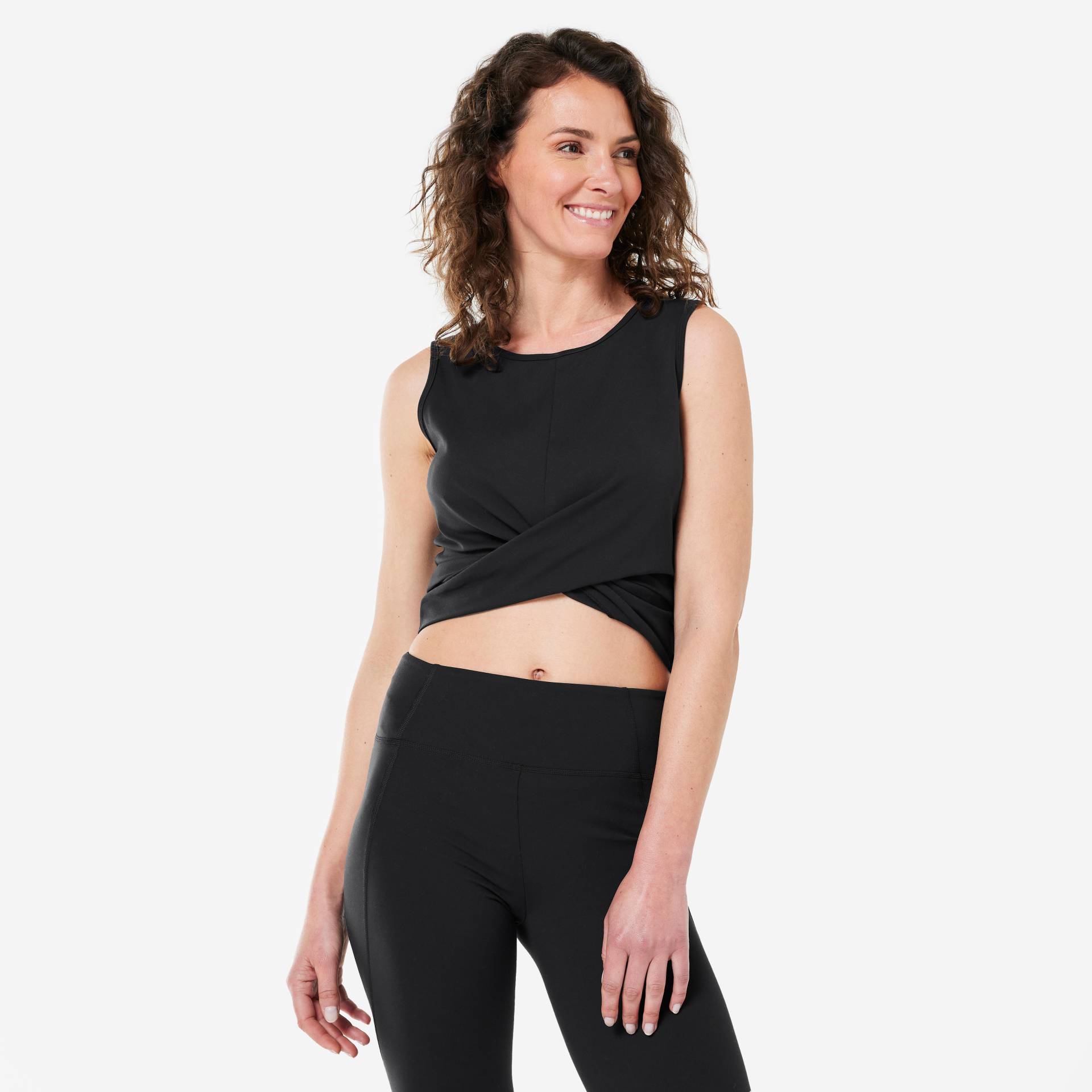 Yoga Crop Top Premium Damen - schwarz von KIMJALY