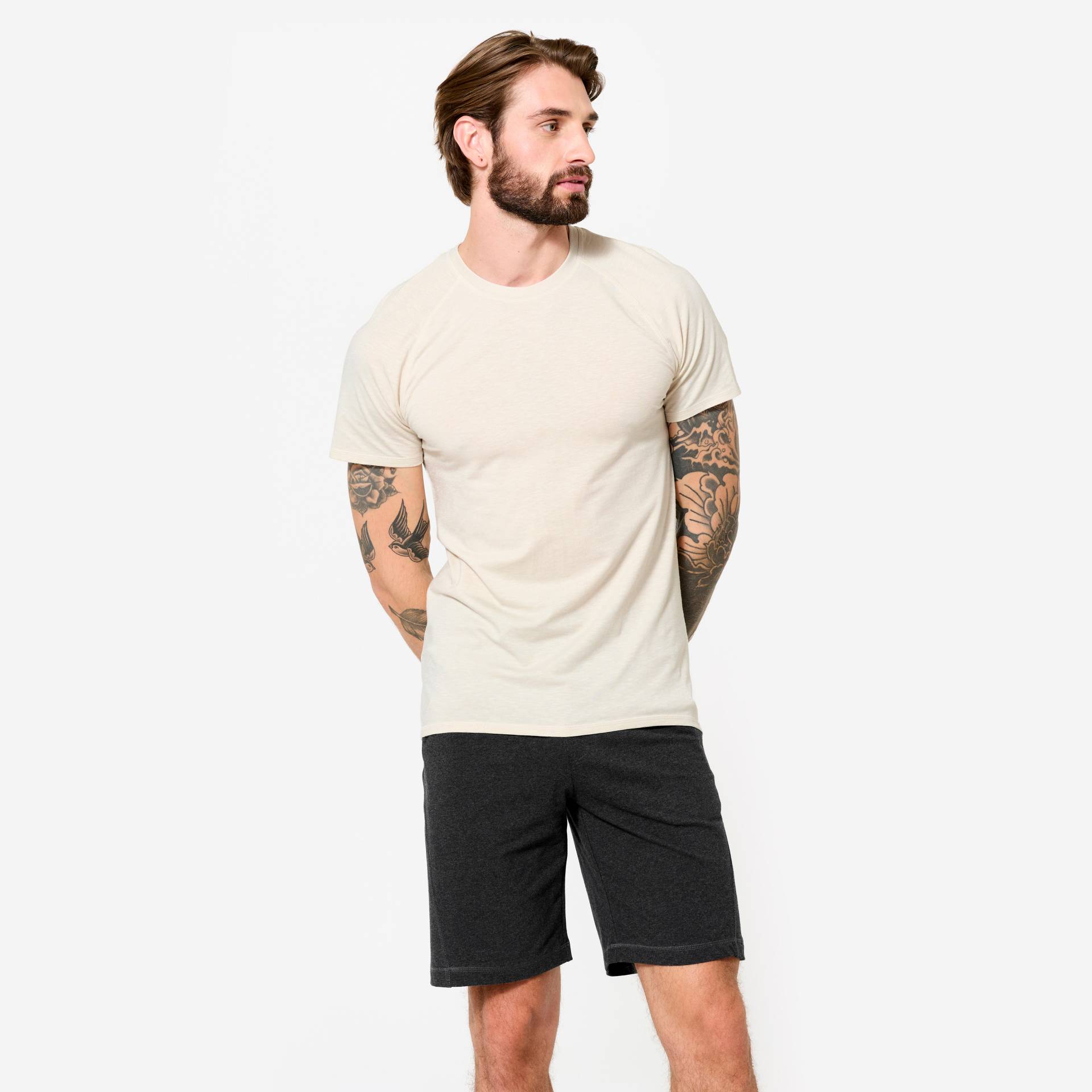 Yoga T-Shirt Herren weich - leinenbeige Yoga T-Shirt Herren weich - leinenbeige von KIMJALY