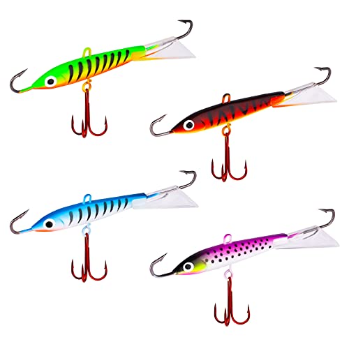 KINBOM 4 Stück Angelköder Jig, Eisfisch Köder mit 3 Scharfen Haken Lebensechte Winter-Angelköder EIS-Jigging-Köder für Crappie Bluegill Bass Walleye KINBOM 4 Stück Angelköder Jig, Eisfisch Köder mit 3 Scharfen Haken Lebensechte Winter-Angelköder EIS-Jigging-Köder für Crappie Bluegill Bass Walleye von KINBOM