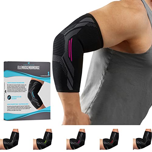 KINETIC EVOLUTION Ellenbogenbandage für Damen und Herren, stabilisiert und stützt Gelenk und Muskeln, Kompression Sportbandage für Tennisarm, Golferarm, Sport und Gelenkschmerzen (S, Pink) von KINETIC EVOLUTION