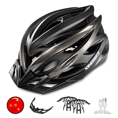 KING BIKE Fahrradhelm Helm mit LED Licht,Tragbarer Einfacher Rucksack, Abnehmbarer Visier für Herren Damen von KING BIKE