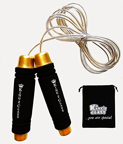 KING'Z CLASS Springseil für Kinder und Erwachsene mit Kugellager, verstellbare Seillänge, Jump Rope schwarz-Gold für Fitness, Spaß oder abnehmen von KING'Z CLASS