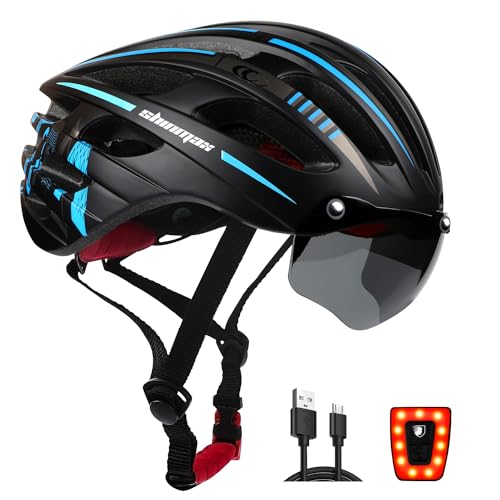 KINGLEAD Fahrradhelme für Damen und Herren,MTB Fahrradhelm mit magnetischer Brille und wiederaufladbarem USB-Licht, Verstellbarer Mountainbike-Rennhelm mit Reflexstreifen, 57-62cm KINGLEAD Fahrradhelme für Damen und Herren,MTB Fahrradhelm mit magnetischer Brille und wiederaufladbarem USB-Licht, Verstellbarer Mountainbike-Rennhelm mit Reflexstreifen, 57-62cm von KINGLEAD