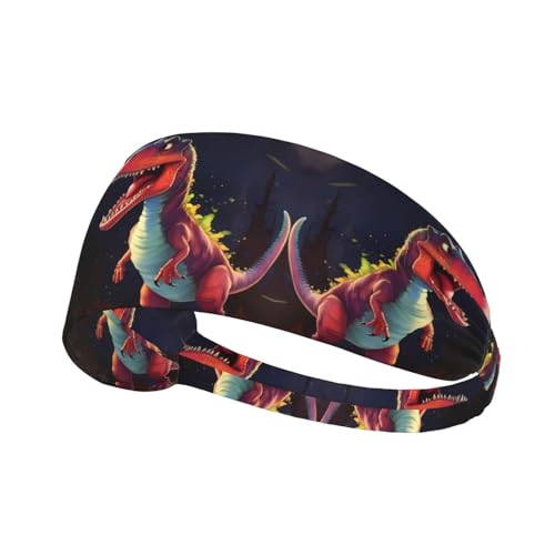 Dinosaurier-Schweißbänder mit großer Öffnung, Sommerzubehör, elastische Bänder, modisches rutschfestes Stirnband, feuchtigkeitsableitendes Schweißband von KINGNOYI