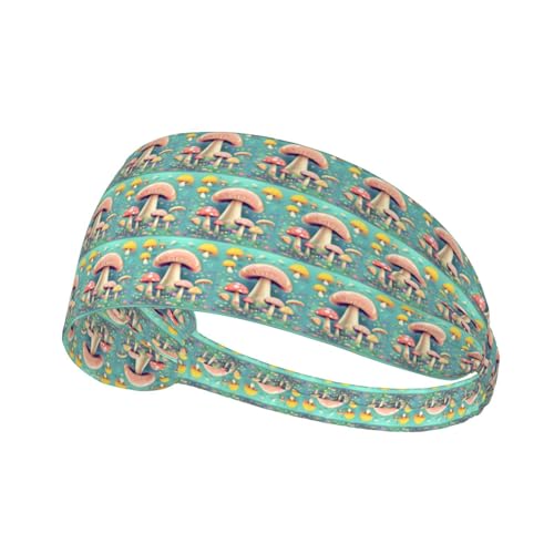 Pretty Little Mushrooms Schweißbänder, Sommerzubehör, elastische Bänder, modisches rutschfestes Stirnband, feuchtigkeitsableitendes Schweißband von KINGNOYI