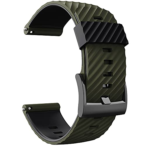 KINOEHOO Ersatzarmband kompatibel mit Suunto 7/9/9 baro/D5/spartan sport Armband Weiche Silikon Uhrenarmbänder.(Armee grün schwarz) von KINOEHOO