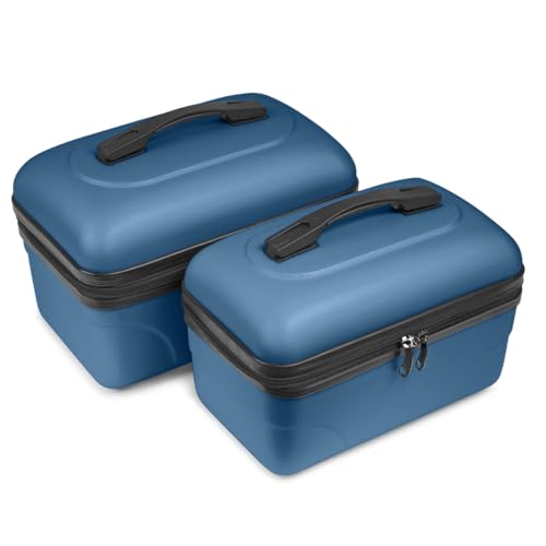 Set mit 2 großen Kosmetikkoffern – Hartschale, Reise-Kosmetiktasche Kinston, dunkelblau Set mit 2 großen Kosmetikkoffern – Hartschale, Reise-Kosmetiktasche Kinston, dunkelblau von KINSTON