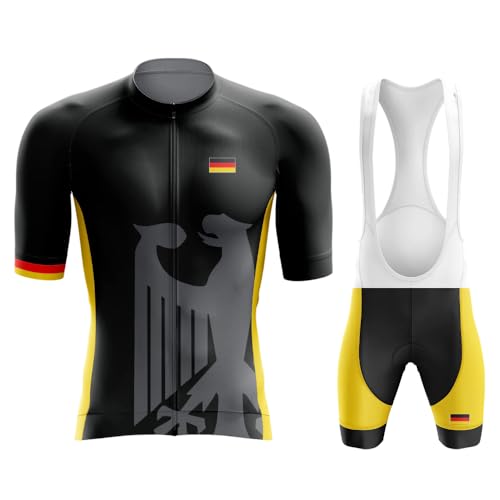 KINTPP Herren Fahrrad Anzüge Kurzarm Fahrrad Trikot Set Radtrikot Kurz Herren Fahrradbekleidung Set Radler Trikot und Shorts mit Sitzpolster für Radsport von KINTPP