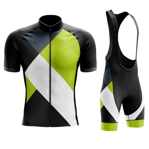 KINTPP Herren Fahrradtrikot Set Trikot Kurzarm+Radhose mit Sitzpolster Radsport Trikot Set Sommer Atmungsaktiv von KINTPP