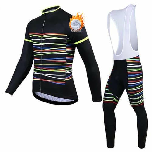 KINTPP Herren Radbekleidung Winter Fleece Radtrikot Set Fahrradanzug Herren Winter mit 3D Gelpolster für MTB Outdoor von KINTPP