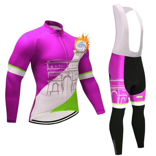 KINTPP Herren Radtrikot Set Fahrradtrikot Langarm + Fahrrad Hose mit Sitzpolster Rennrad Trikot Fahrradbekleidung Winter von KINTPP