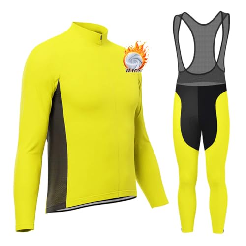 KINTPP Herren Radtrikot Set Fahrradtrikot Langarm + Fahrrad Hose mit Sitzpolster Rennrad Trikot Fahrradbekleidung Winter von KINTPP