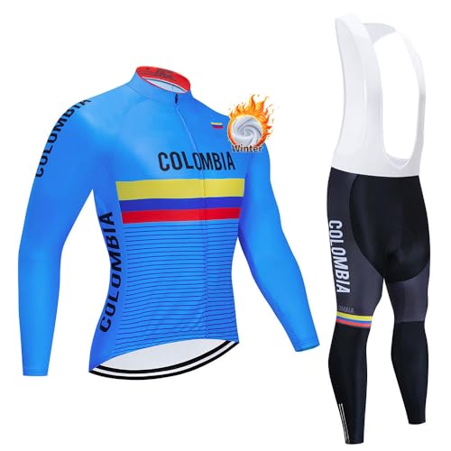 KINTPP Radsport Anzüge Herren Radtrikot Langarm Fahrradbekleidung Herren Set Winter Thermo mit Gelpolster Hose für Rennrad Radsport Profiteam Bekleidung von KINTPP