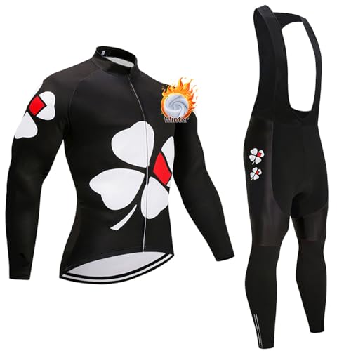 KINTPP Radtrikot Herren Fahrrad Trikot Langarm + Träger Hose Radsport-Anzüge Fahrradbekleidung Herren Set Thermo Winter Fahrradanzug Herren von KINTPP