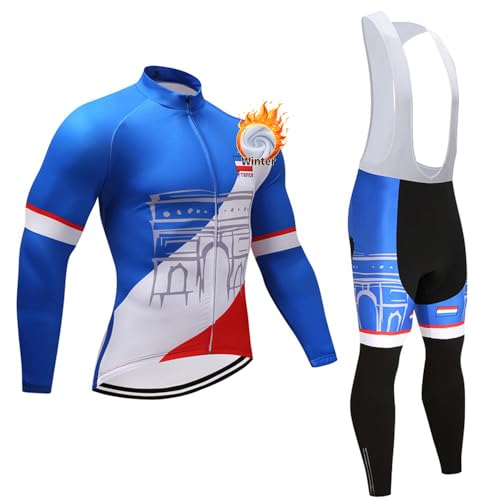 KINTPP Radtrikot Set Herren Langarm Fahrradbekleidung Winter Fahrradtrikot Radfahren Anzug Herren Fahrrad Trikots für Radfahren MTB von KINTPP