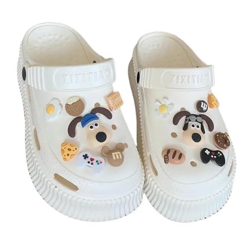 KINZE Clogs Frauen Sommer Weicher Soled Sandalen Süße Cartoon Hund Frauen Pantoffeln Clogs Outdoor Flip Flops-Weiss-36-37 (Fit 35-36) von KINZE