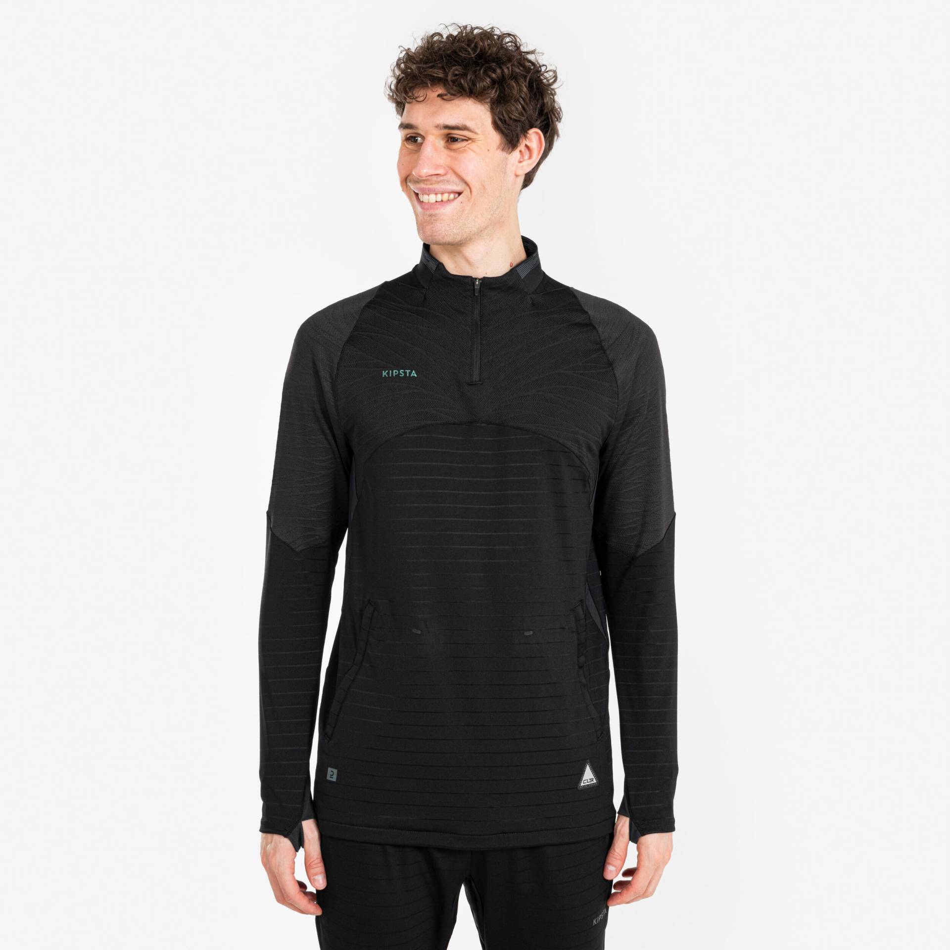 Damen/Herren Fussball 1/2 Zip - CLR schwarz von KIPSTA