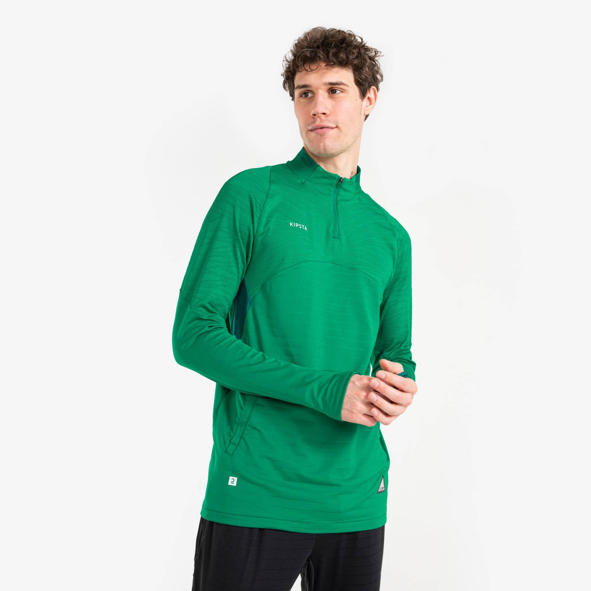 Damen/Herren Fußball 1/2 Zip Sweatshirt - CLR grün von KIPSTA