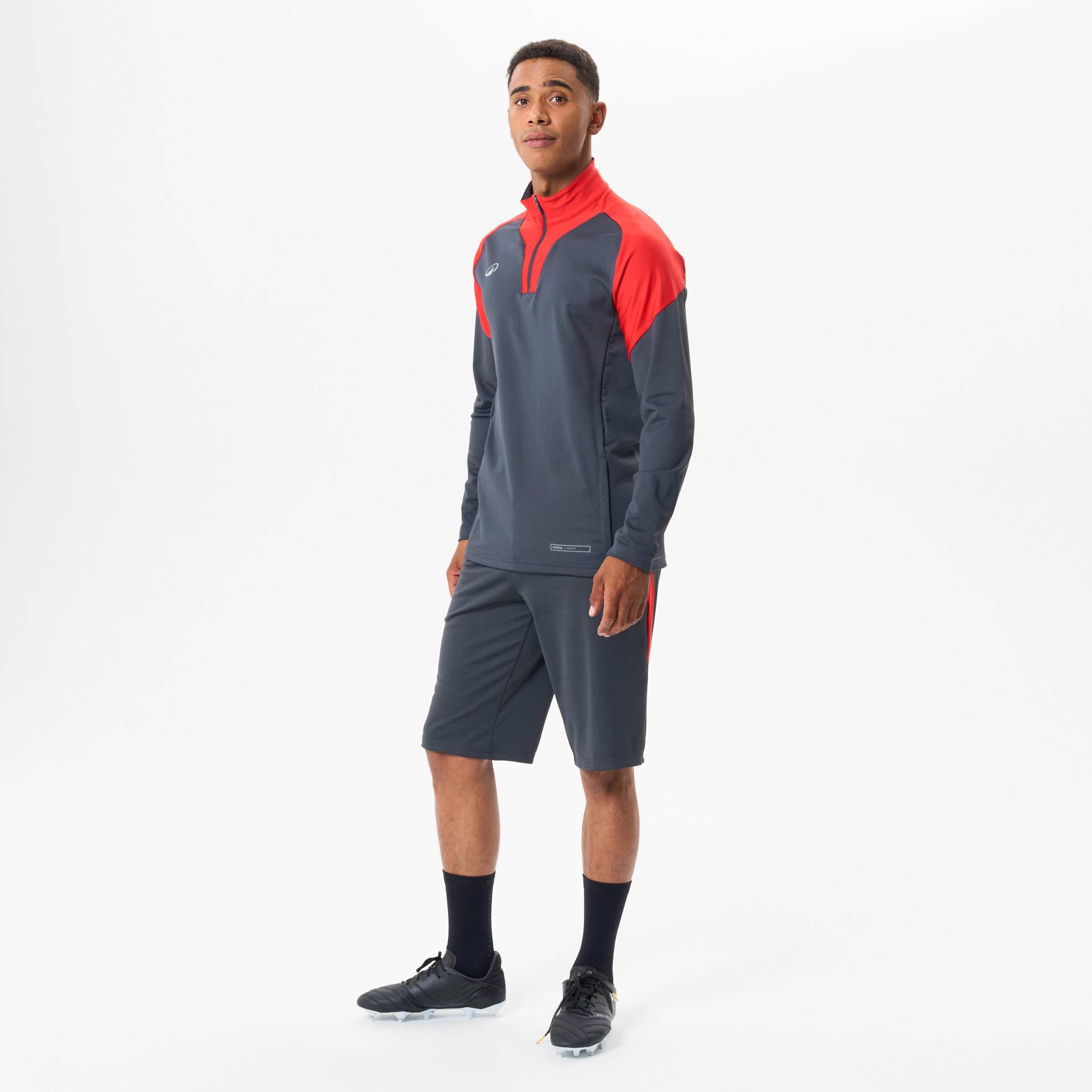 Damen/Herren Fußball Sweatshirt mit Reißverschluss - VIRALTO dunkelgrau/rot Damen/Herren Fußball Sweatshirt mit Reißverschluss - VIRALTO dunkelgrau/rot von KIPSTA