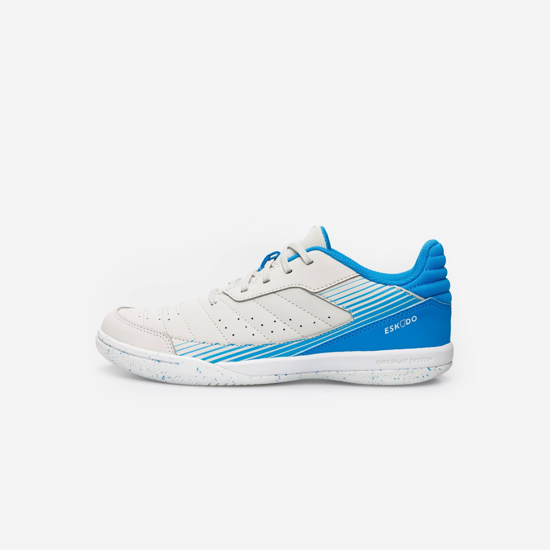 Kinder Fußball Hallenschuhe Futsal - Eskudo 500 beige/blau Kinder Fußball Hallenschuhe Futsal - Eskudo 500 beige/blau von KIPSTA