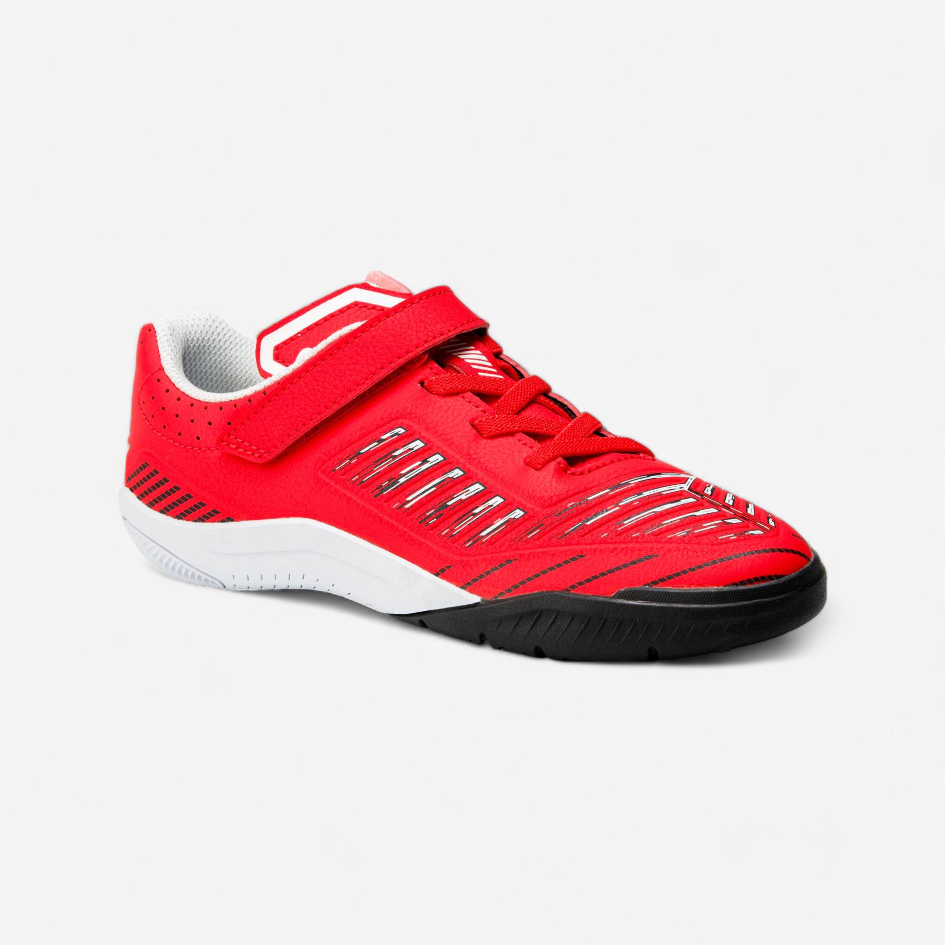 Kinder Fußball Hallenschuhe Futsal mit Klettverschluss - Ginka 500 rot/schwarz von KIPSTA