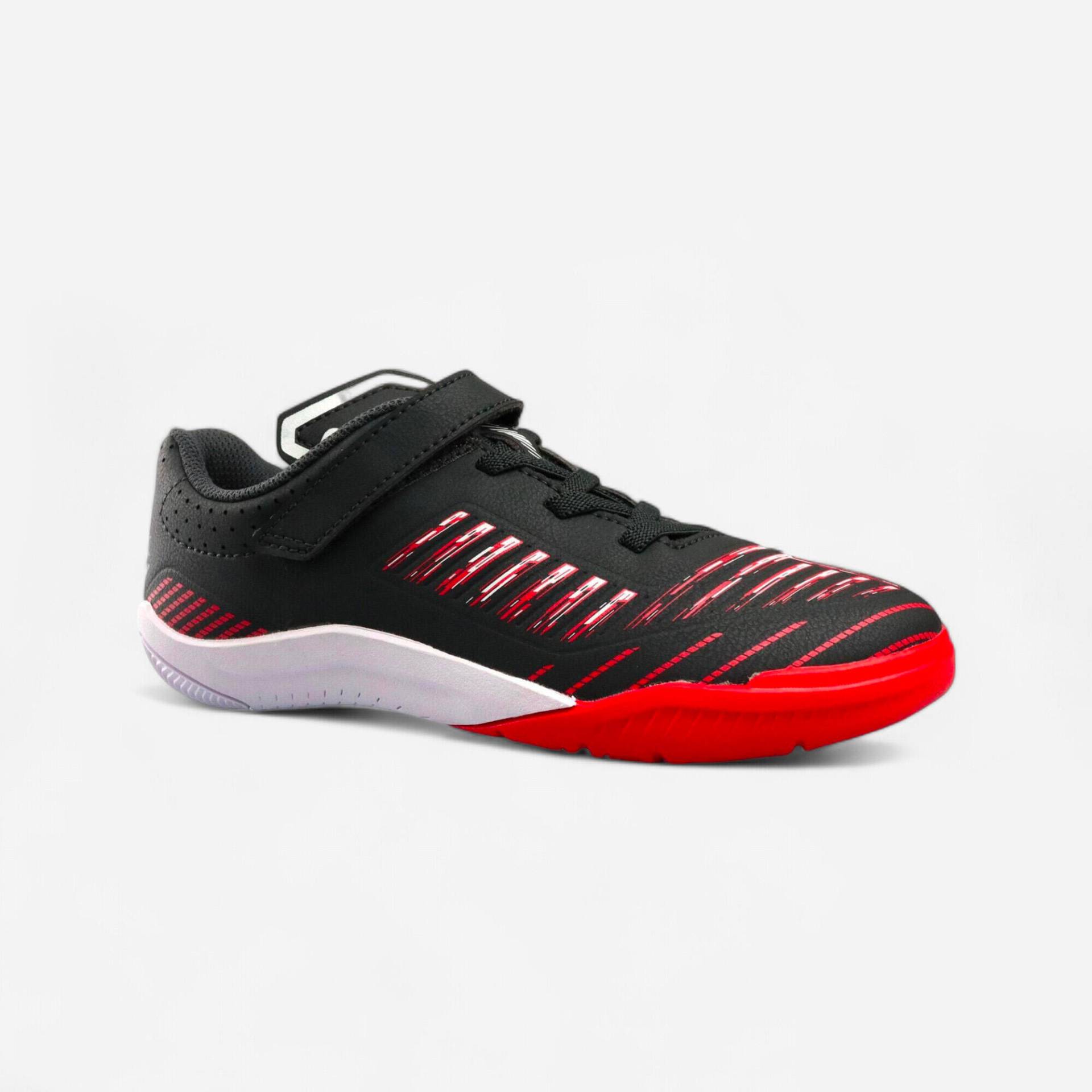 Kinder Fußball Hallenschuhe Futsal mit Klettverschluss - Ginka 500 schwarz/rot von KIPSTA