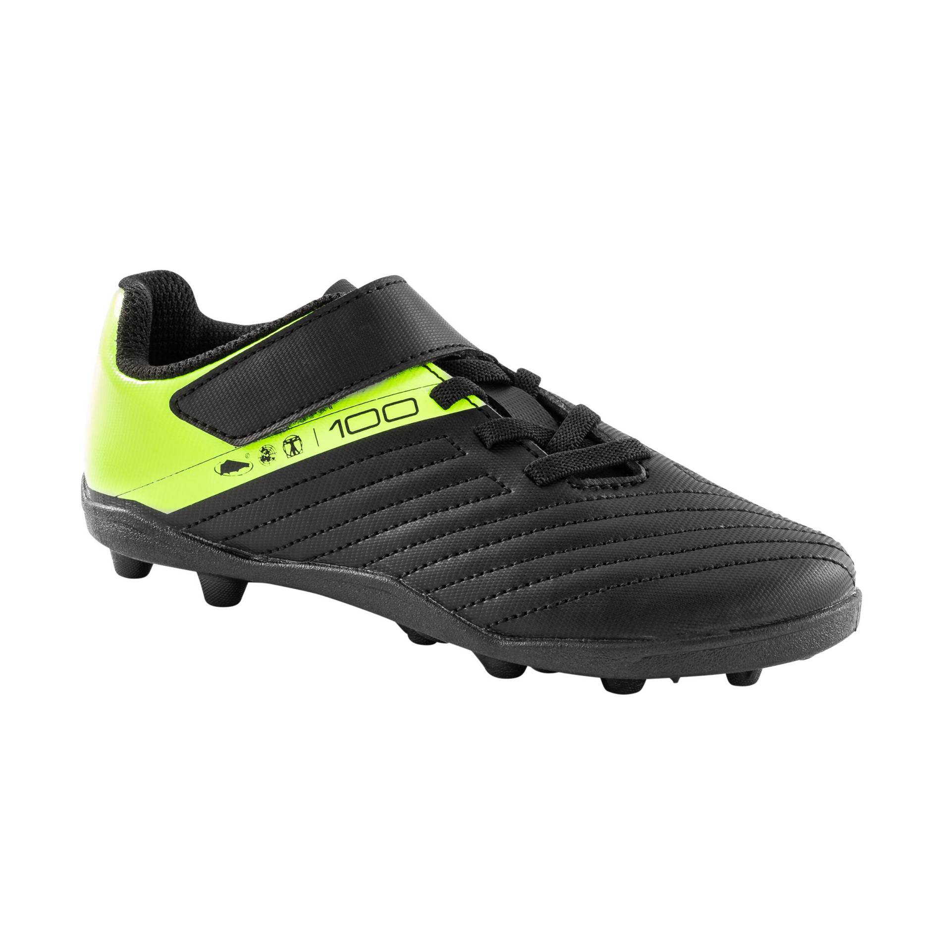 Kinder Fußball Nockenschuhe AG/FG mit Klettverschluss - 100 Easy schwarz/gelb Kinder Fußball Nockenschuhe AG/FG mit Klettverschluss - 100 Easy schwarz/gelb von KIPSTA
