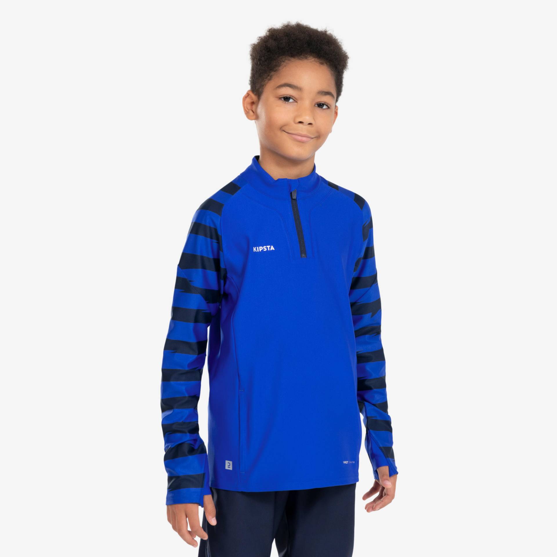 Kinder Fußball Sweatshirt 1/2 Zip - VIRALTO Kids blau/marineblau von KIPSTA