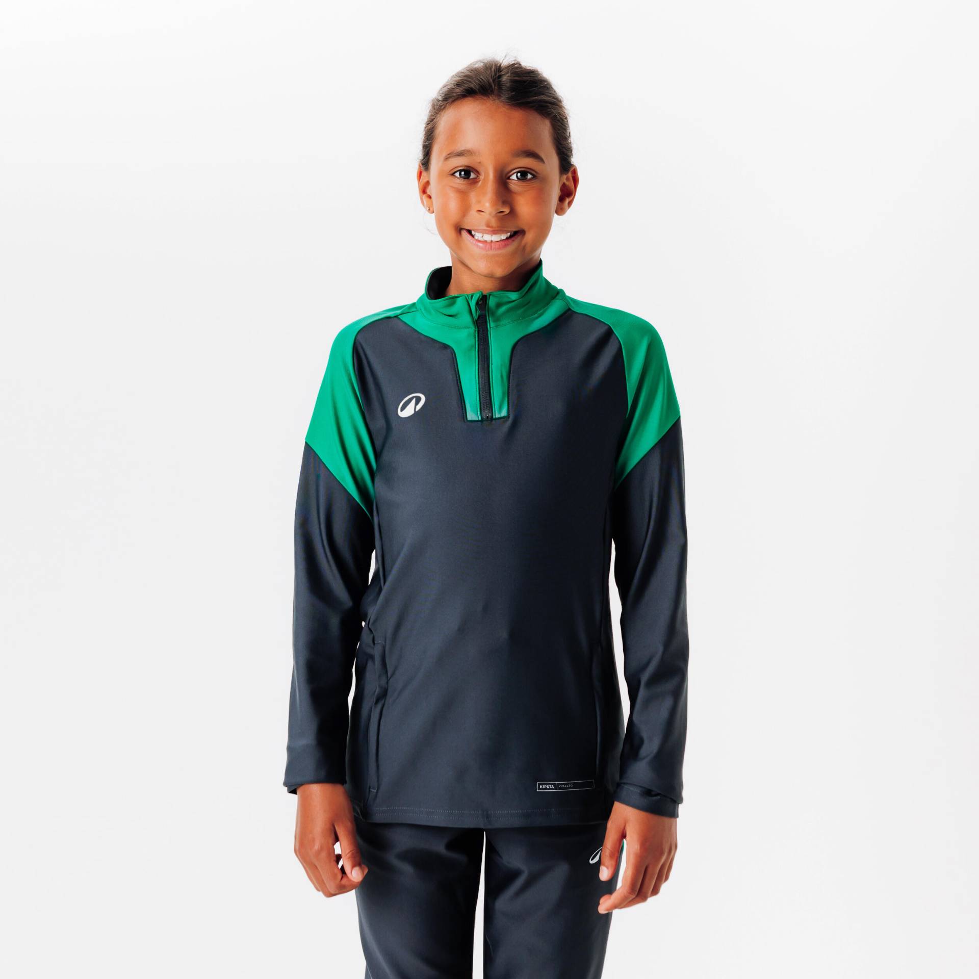 Kinder Fußball Sweatshirt mit Reissverschluss - VIRALTO Club grün/grau Kinder Fußball Sweatshirt mit Reissverschluss - VIRALTO Club grün/grau von KIPSTA