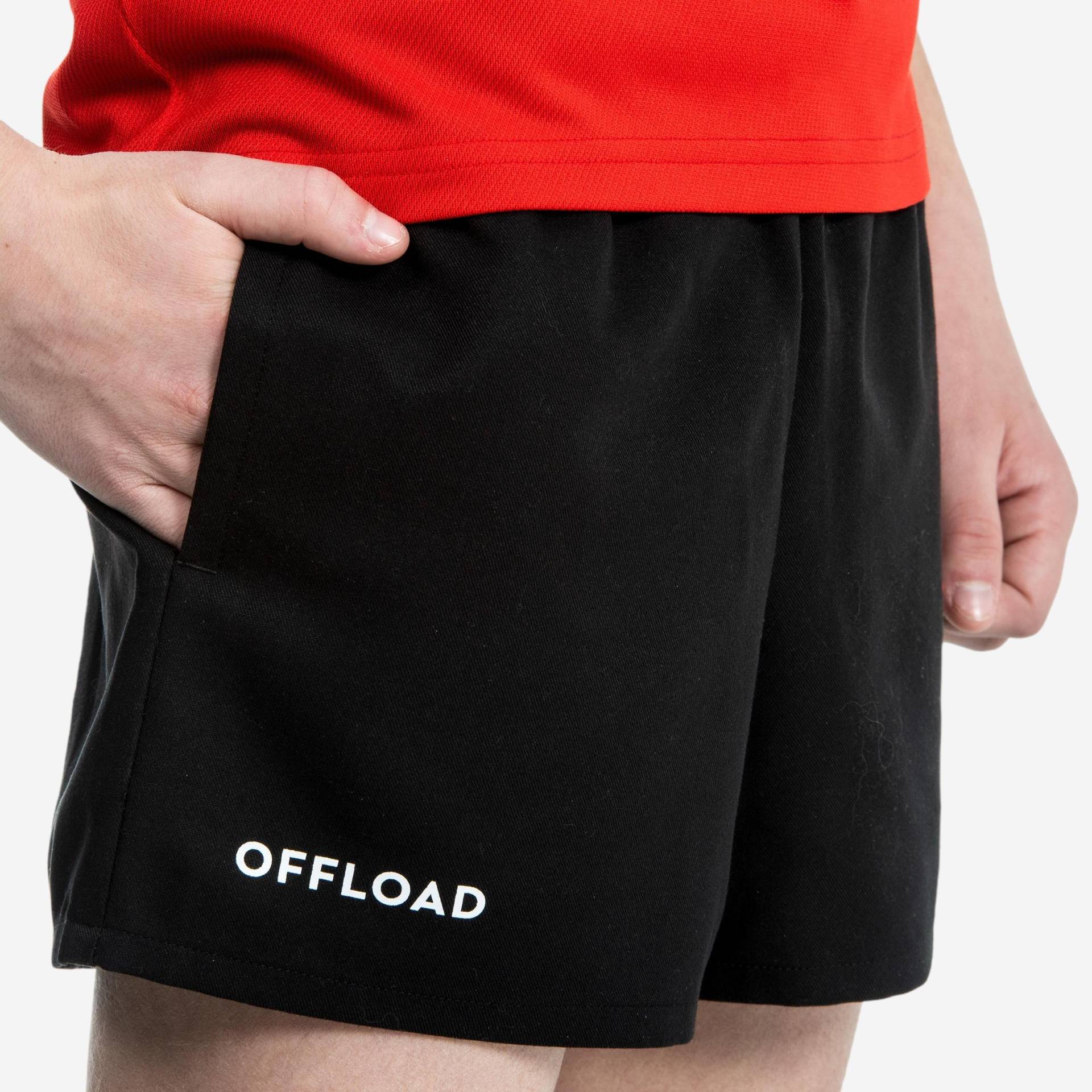 Kinder Rugby Shorts mit Hosentaschen - R100 schwarz von KIPSTA