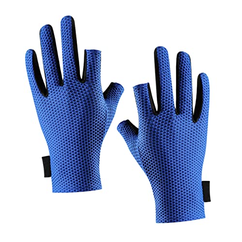 KITANDOVE 1 Paar fingergeschnittene Handschuhe Angelhandschuh Fäustlinge fingerlos Wimpernkleberöffner fahrradhandschuhe Atmungsaktive Sporthandschuhe Outdoor-Handschuhe Blue von KITANDOVE