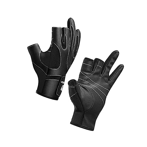 KITANDOVE 1 Paar rutschfeste DREI Finger Angelhandschuhe Für Herren Atmungsaktive Freilufthandschuhe Ideal Zum Angeln Radfahren Und Für Outdoor Aktivitäten Schwarz Größe L von KITANDOVE