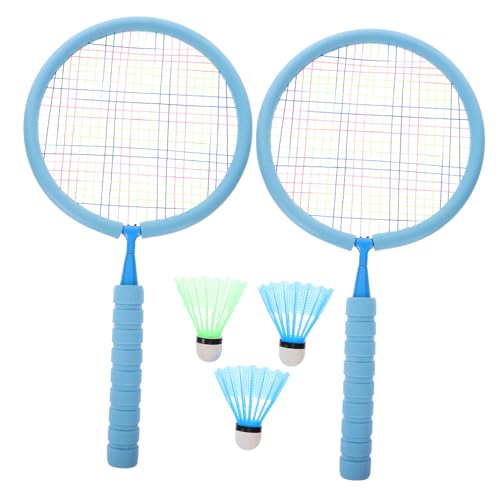 KITANDOVE 1 Satz Badmintonschläger Für Kinder Badminton-federbälle Tennisschläger Für Kinder Doppelter Sportschläger Outdoor-Spielzeug Für Kinder Sportschläger Mit Bällen Holz Blue von KITANDOVE