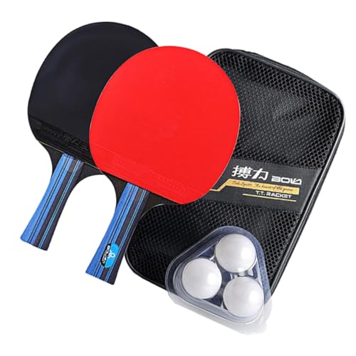 KITANDOVE 1 Satz Pong Domino Racks Doppelseitiger Tischtennisschläger Tischtennis Trainingsschläger Tischtennis Set Tischtennisschläger Tischtennisschläger Tischtennis Pu ​​Rot von KITANDOVE