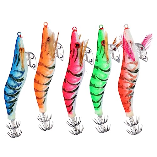 KITANDOVE 1 Set 5 Stück Leuchtender Garnelenköder Lebensechte Angelköder Weiche Angelköder Leuchtender Angelköder Salzwasser Angelgerät Angelgeräte Garnelen Angel Gadgets Spinbait von KITANDOVE