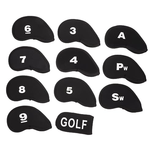 KITANDOVE 11St Golf-Eisen-Sets Golf zubehör Golf Accessories sauberer Beutel Reinigungstasche für Golf Putter Schlägerkopfabdeckung Kopfbedeckung für Golfschläger elastisches Material Black von KITANDOVE