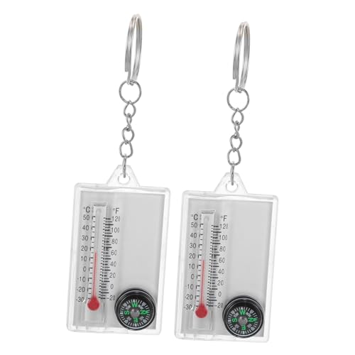 KITANDOVE 2 Stück Kompass Thermometer Campingzubehör Kompass Mit Thermometer Outdoor Kletterkompass Tragbarer Überlebenskompass Praktischer Wanderkompass Schlüsselanhänger Kompass von KITANDOVE