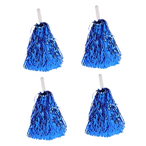 KITANDOVE 4 Stück Lala- Blaue Pom Poms Kinder Jubeln Pompons Tanzende Pompons Cheer Pom Poms Mit Henkel Cheerleader Bommel Jubel Pompoms Cheerleader- Draht Aus Aluminiumfolie von KITANDOVE