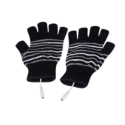 KITANDOVE 5 V USB Betriebene Beheizte Halbfingerhandschuhe Für Winter Fäustlinge Schwarz Ideal Handwärmer Für Kalte Tage Unisex Design Komfortable Passform von KITANDOVE