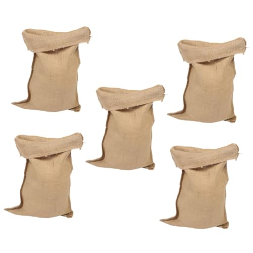 KITANDOVE 5St Leinensack Tasche Wiederverwendbare Einkaufstüte aufbewahrungssack Getreide Bag Versand Packet Aufbewahrungstaschen Überschwemmungstaschen Leere Sackleinen betäuben Light Brown von KITANDOVE