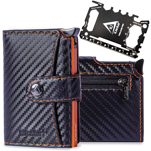 KJENIUS Dante | Kartenhalter Wallet Mit Münzfach + Multitool 46 Werkzeuge in 1 | Geldbörse Herren RFID Blocker Karte - Portmonee Herren Slim Wallet Damen | Gadgets Kleine Geschenke für Männer von KJ / KJenius