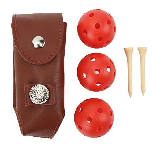 KJAOYU Elegante und funktionale Golf-Kugeltasche aus Leder – Schnallendesign für einfachen Zugriff und sichere Aufbewahrung von 3 Golfbällen von KJAOYU