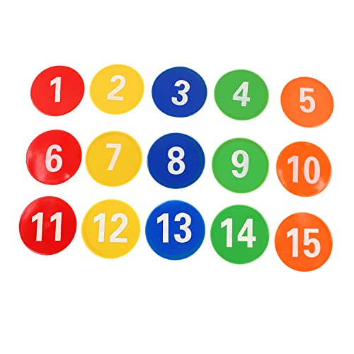 KJAOYU Mehrfarbige Nummernmarkierungen für Teppiche – 1 bis 15, ideal für Fußballtraining, Schulspielplätze und Aktivitäten im Klassenzimmer von KJAOYU