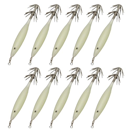 10 Stücke Garnelen Lockt Köder Tintenfisch Jigs 3 6g Fluoreszierende Tintenfisch Jigs Tintenfisch Haken Glow Jigs Haken Für Salzwasser Angeln von KJDKNC